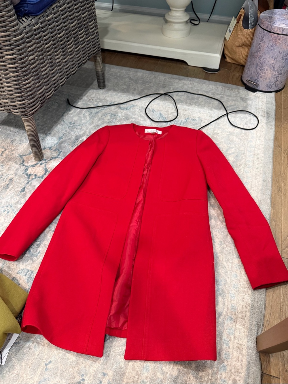 Tahari Bold Red Long Sleeve A-Line long blazer/coat